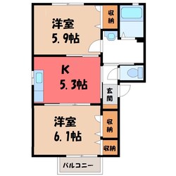 下館駅 徒歩25分 2階の物件間取画像